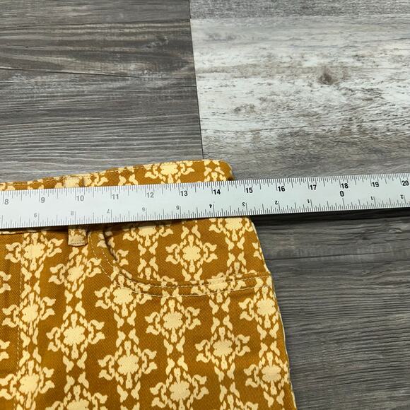 Zara The Dreed Burnt Orange Womens 8 Moroccan AOP Raw Hem Cropped Flare Jeans - Picture 7 of 12